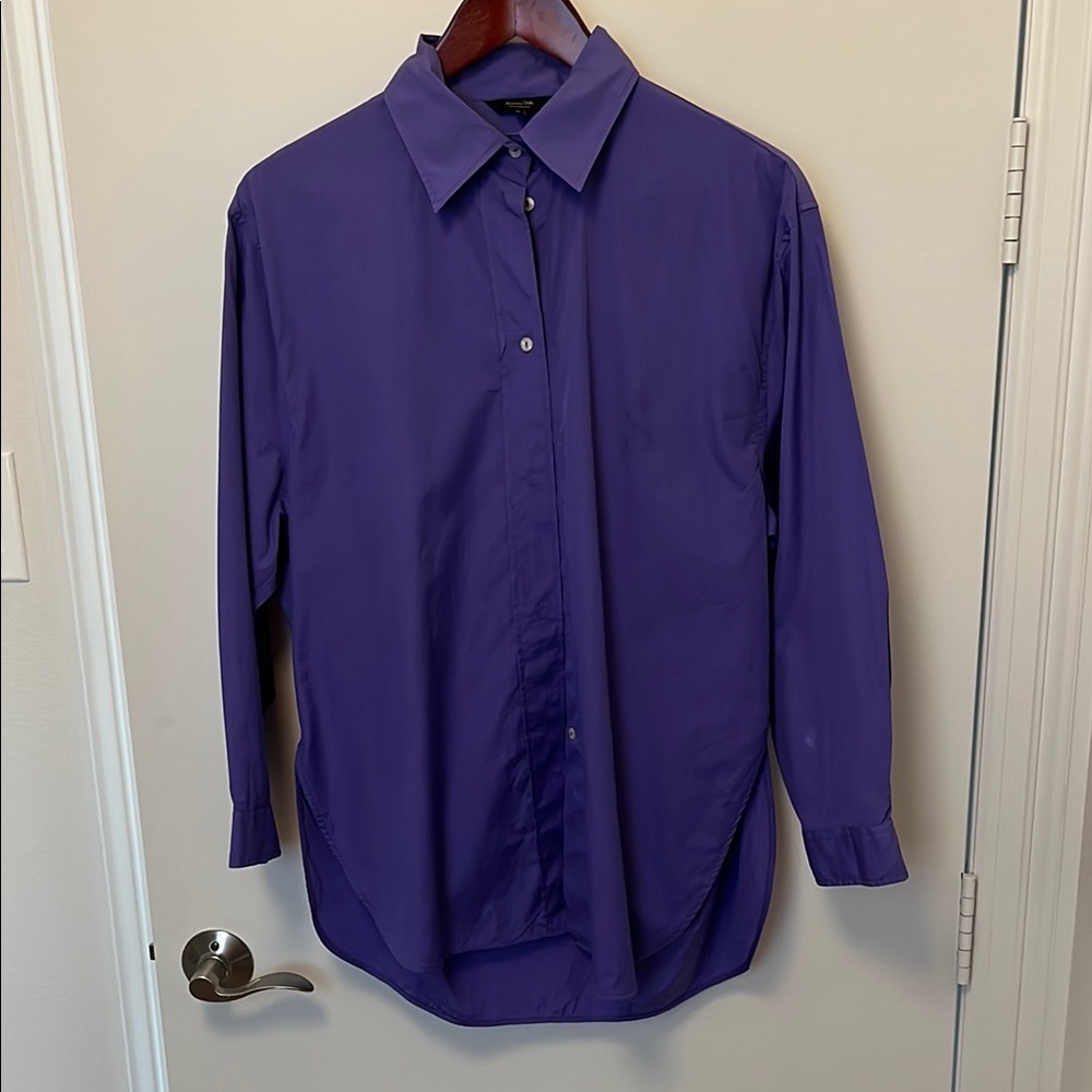 Massimo Dutti Purple Oversized Shirt with Pointed Collar